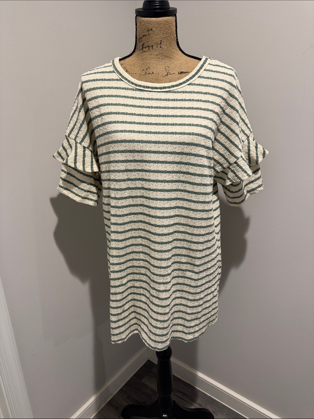 New In Bag Heimish USA Striped Knit Top in Cream and Sage